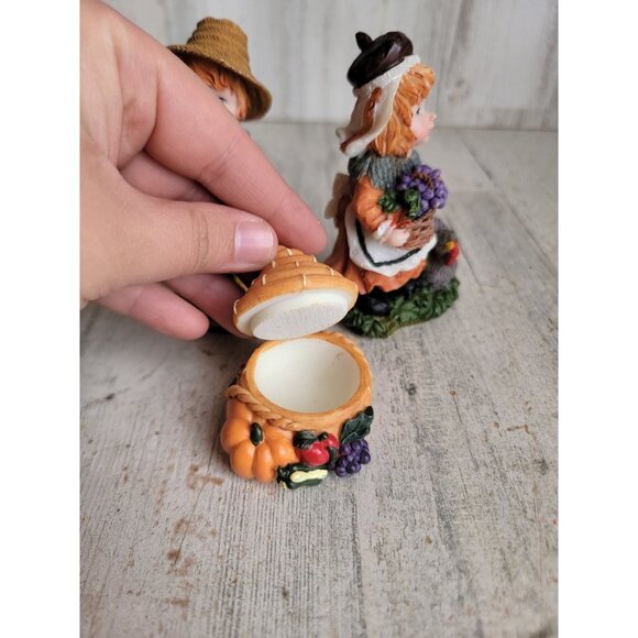 Rustic Pilgrim bounty thanksgiving figure fall set decor cornucopia - Picture 3 of 7